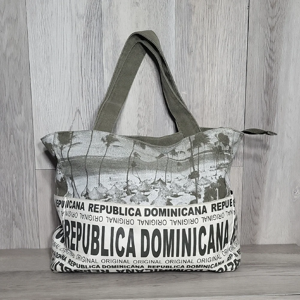 Robin‎ Ruth Dominican Republic Beach Tote Pockets Canvas Travel Bag